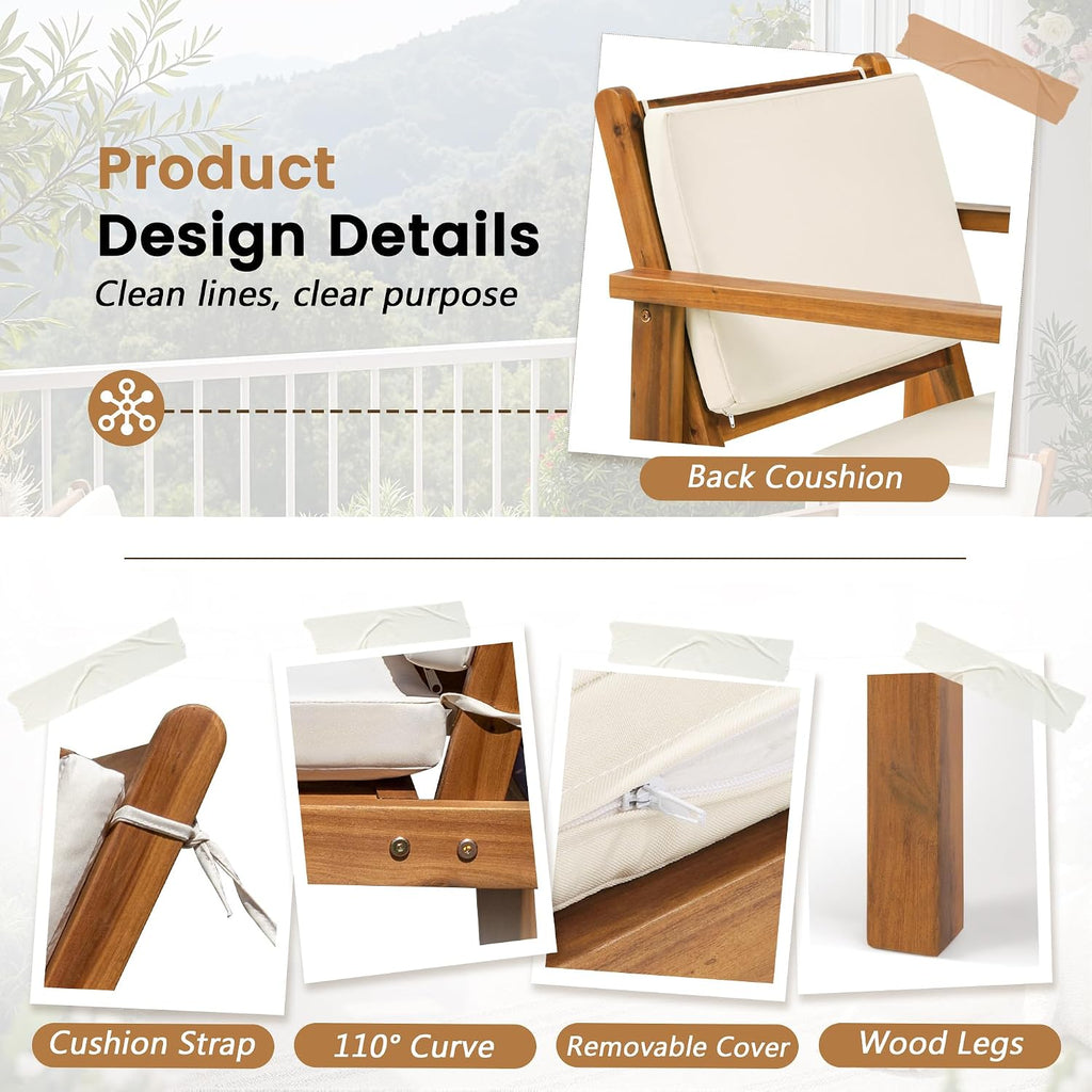 3pc Acacia Wood Patio Conversation Set