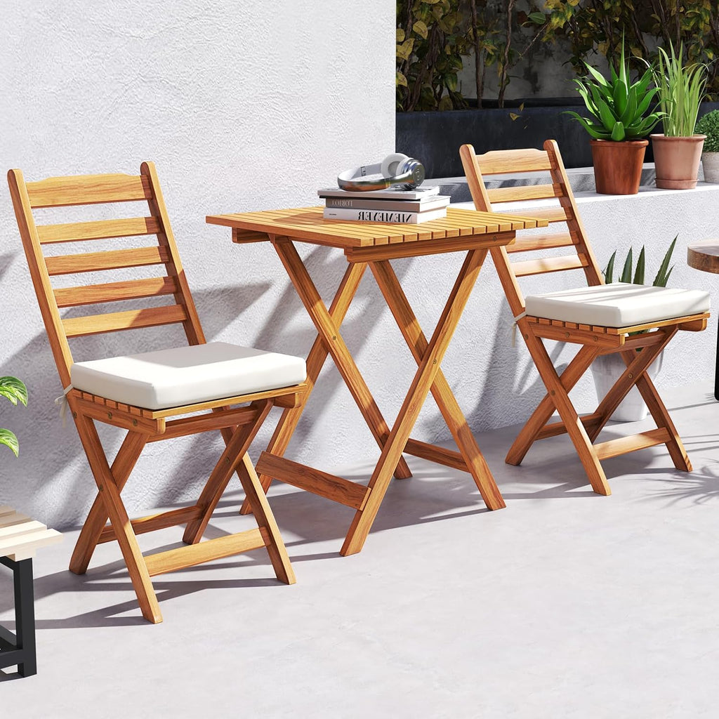 3pc Folding Acacia Wood Bistro Set