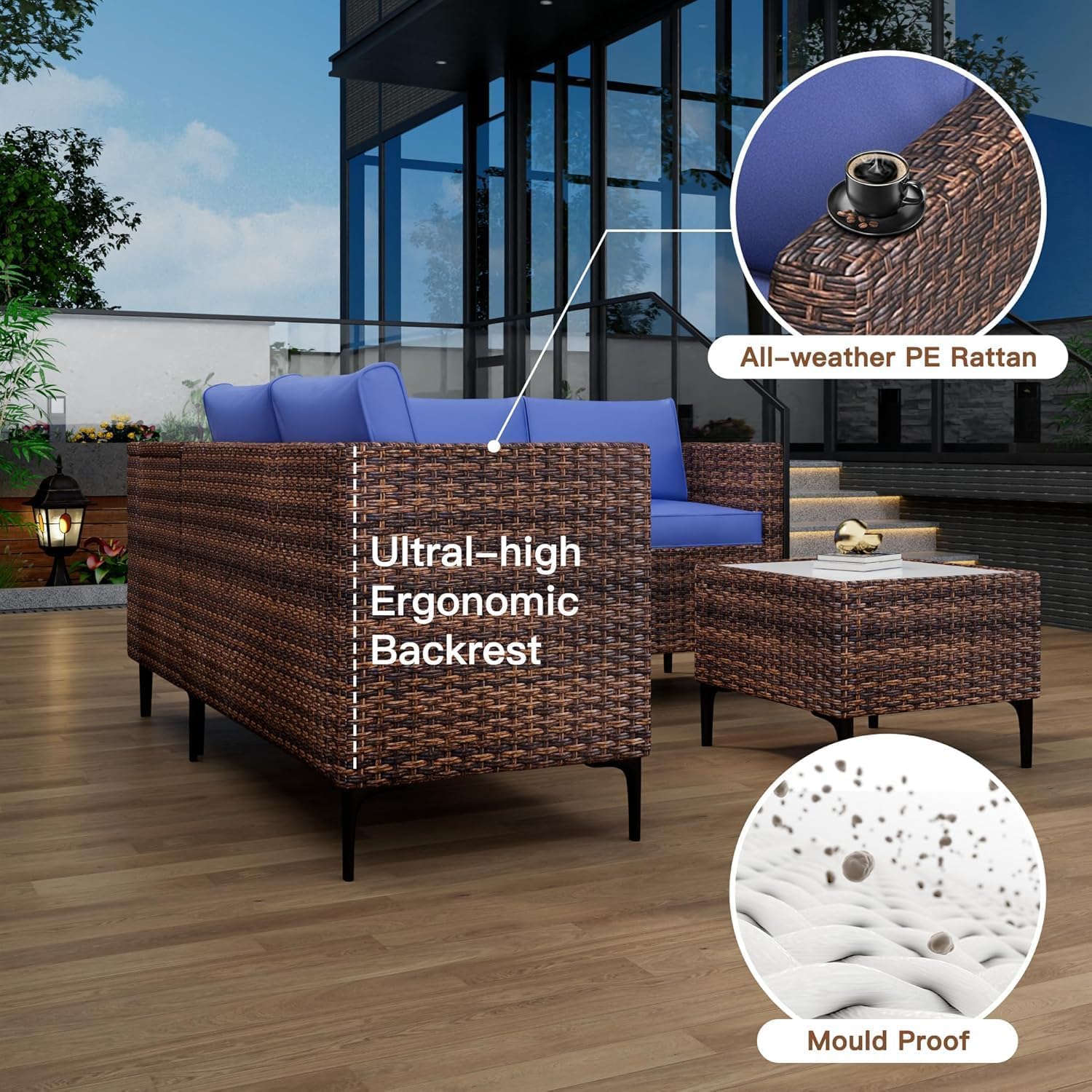 Rattan Patio Conversation Set With Storage