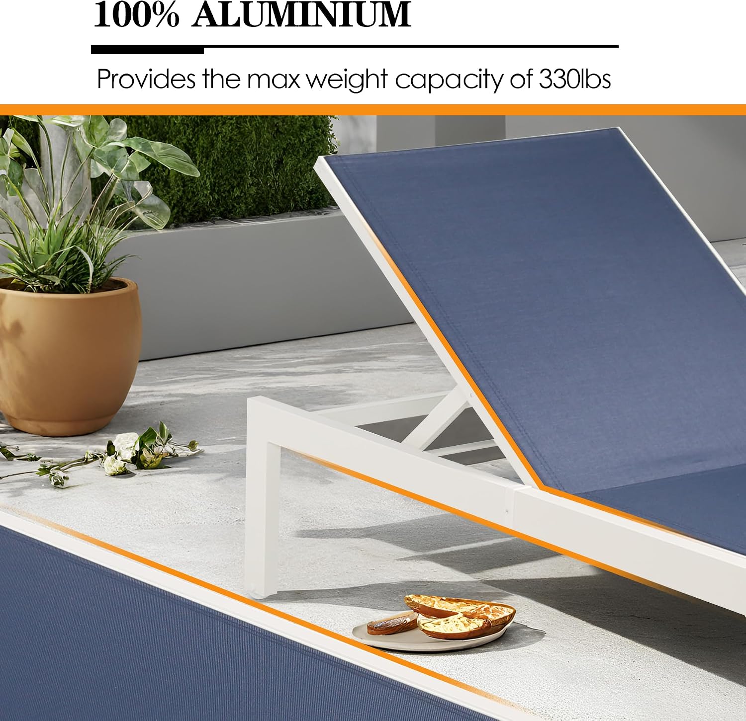 2 Aluminum Wheeled Patio Chaise Lounges