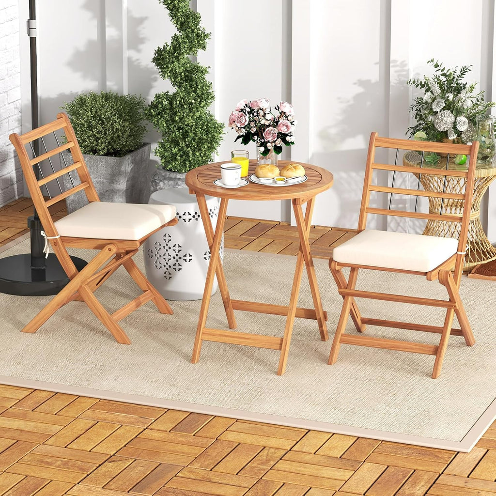 3Pcs Acacia Wood Patio Bistro Set
