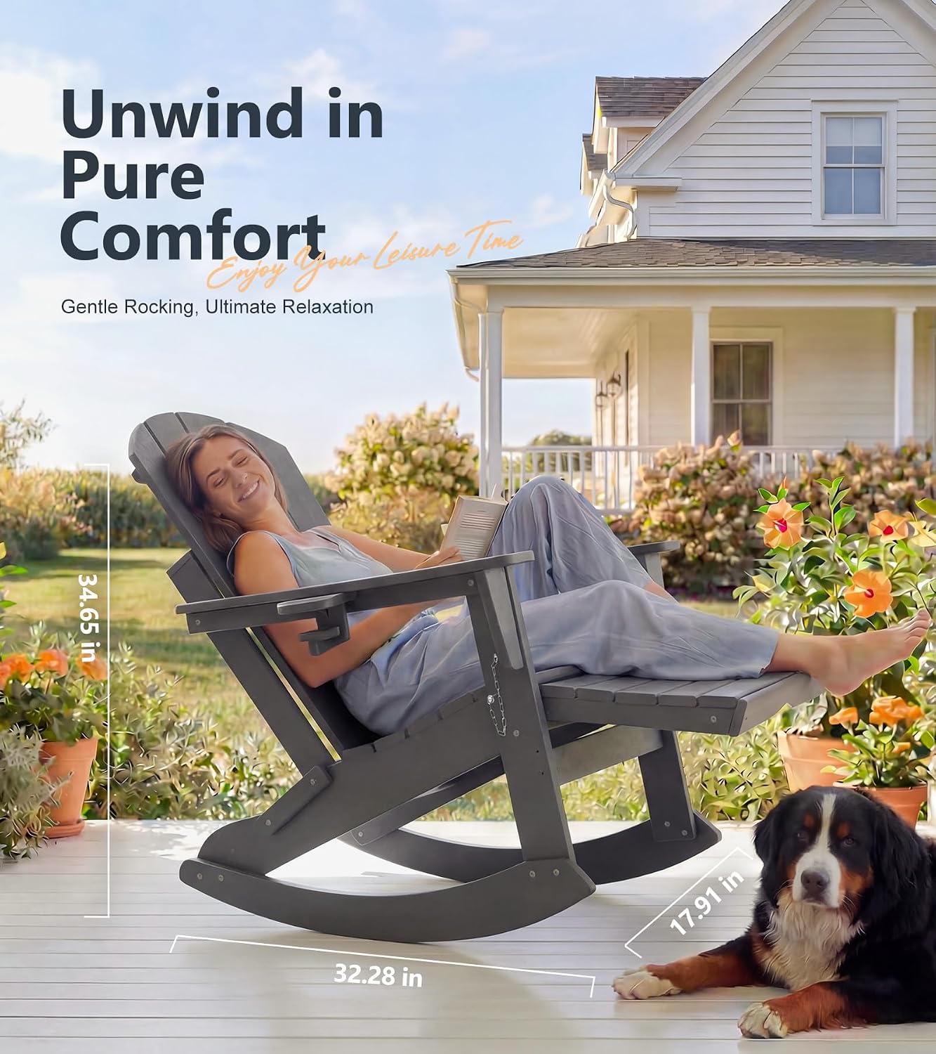 2 Pack HDPE Rocking Adirondack Chairs