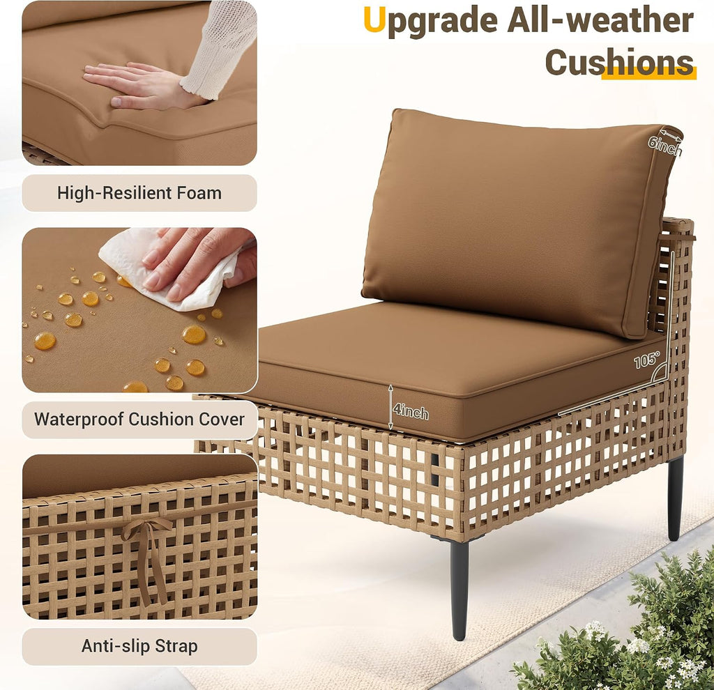 7PCS Modular Rattan Sectional Sofa Set