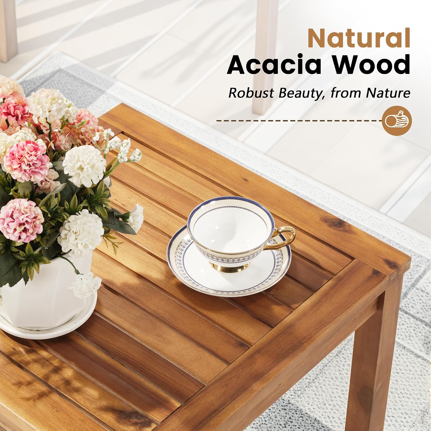 3pc Acacia Wood Patio Conversation Set