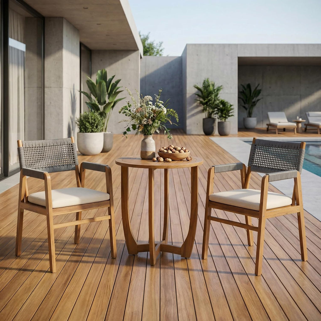 3pc Acacia Wood Patio Bistro Set