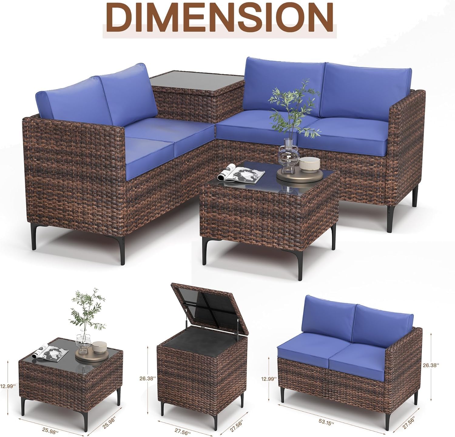 Rattan Patio Conversation Set With Storage