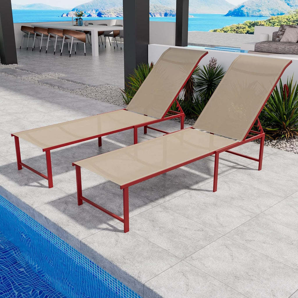 2 Foldable Aluminum Chaise Lounges