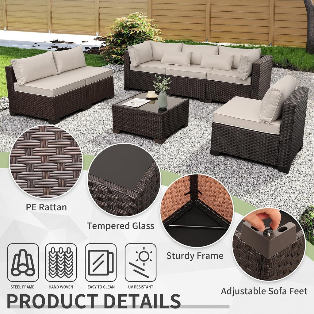 7-Piece Wicker Patio Sectional Sofa Set