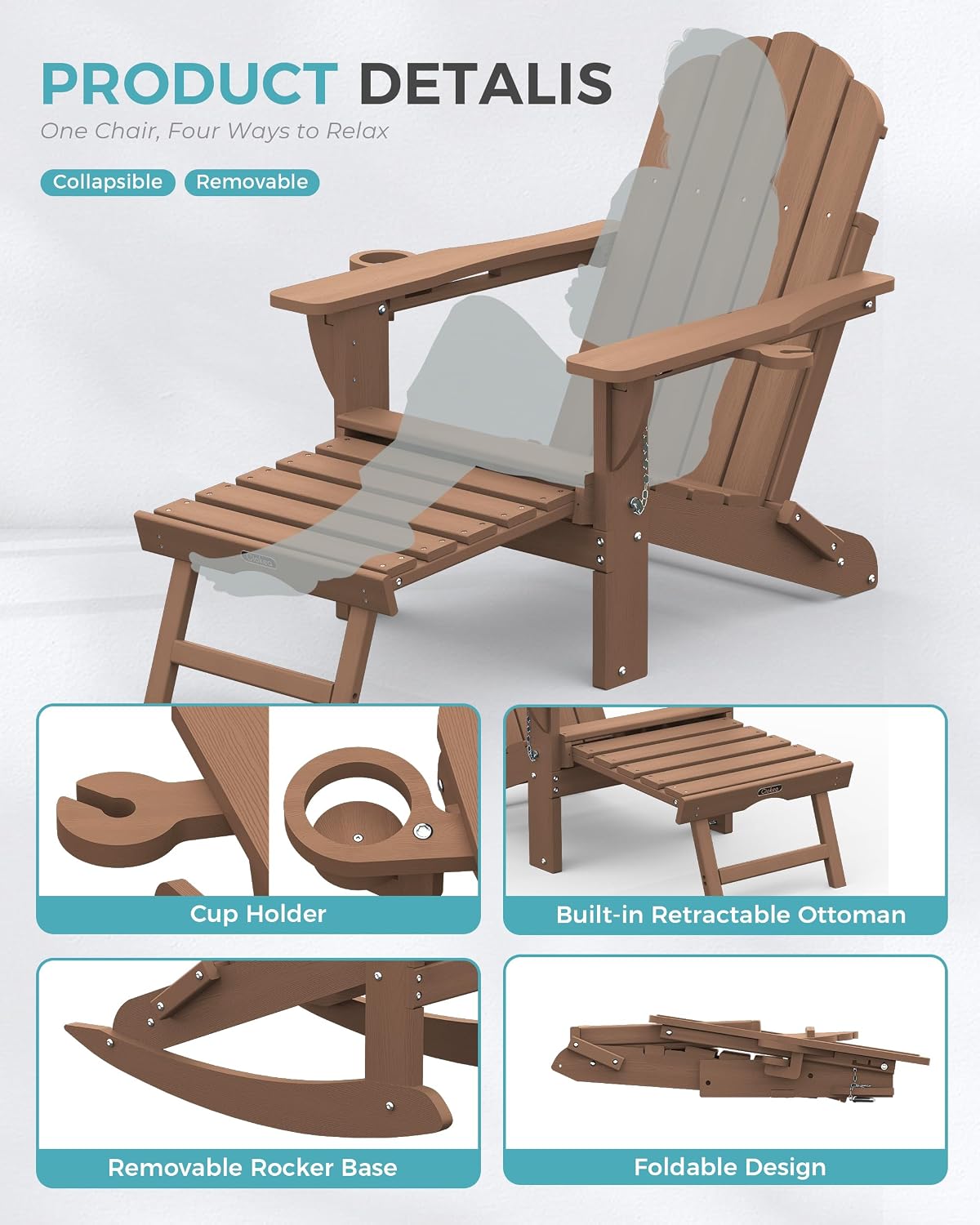 Folding Adirondack Rocking Chair