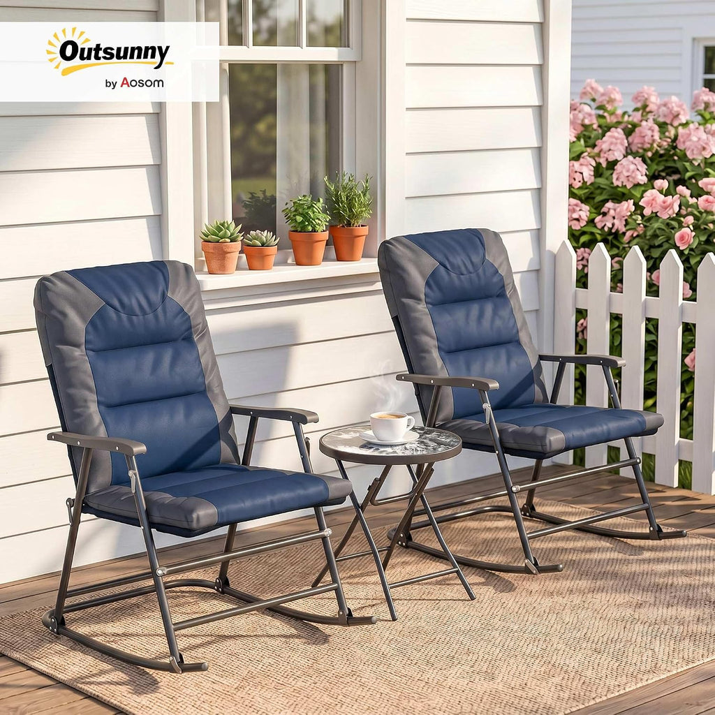 Outsunny 3 Piece Patio Rocking Chair Set