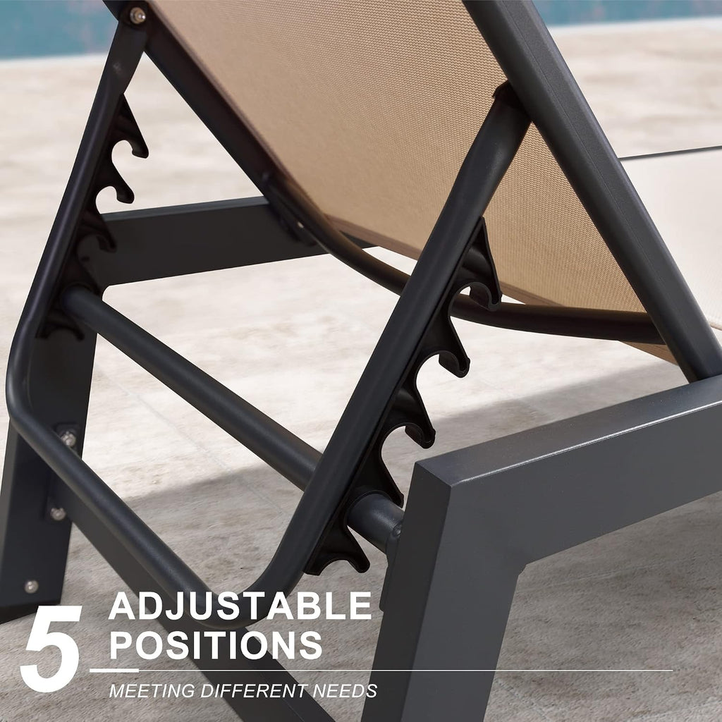 2 Wheeled Aluminum Chaise Lounges Set