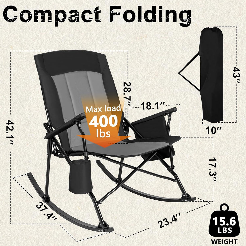 Romswi 2 Pack High Back Folding Rocking Chairs