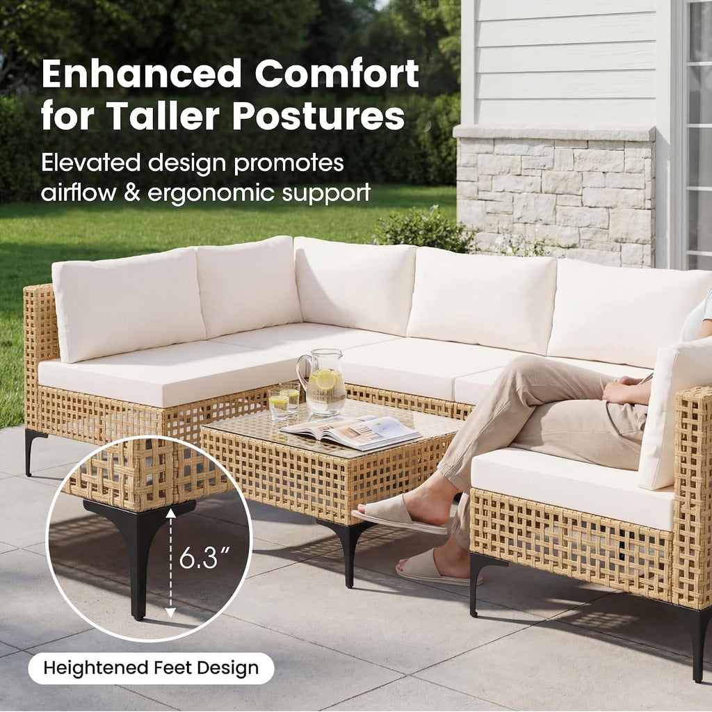 7-Piece PE Rattan Patio Sectional Sofa Set