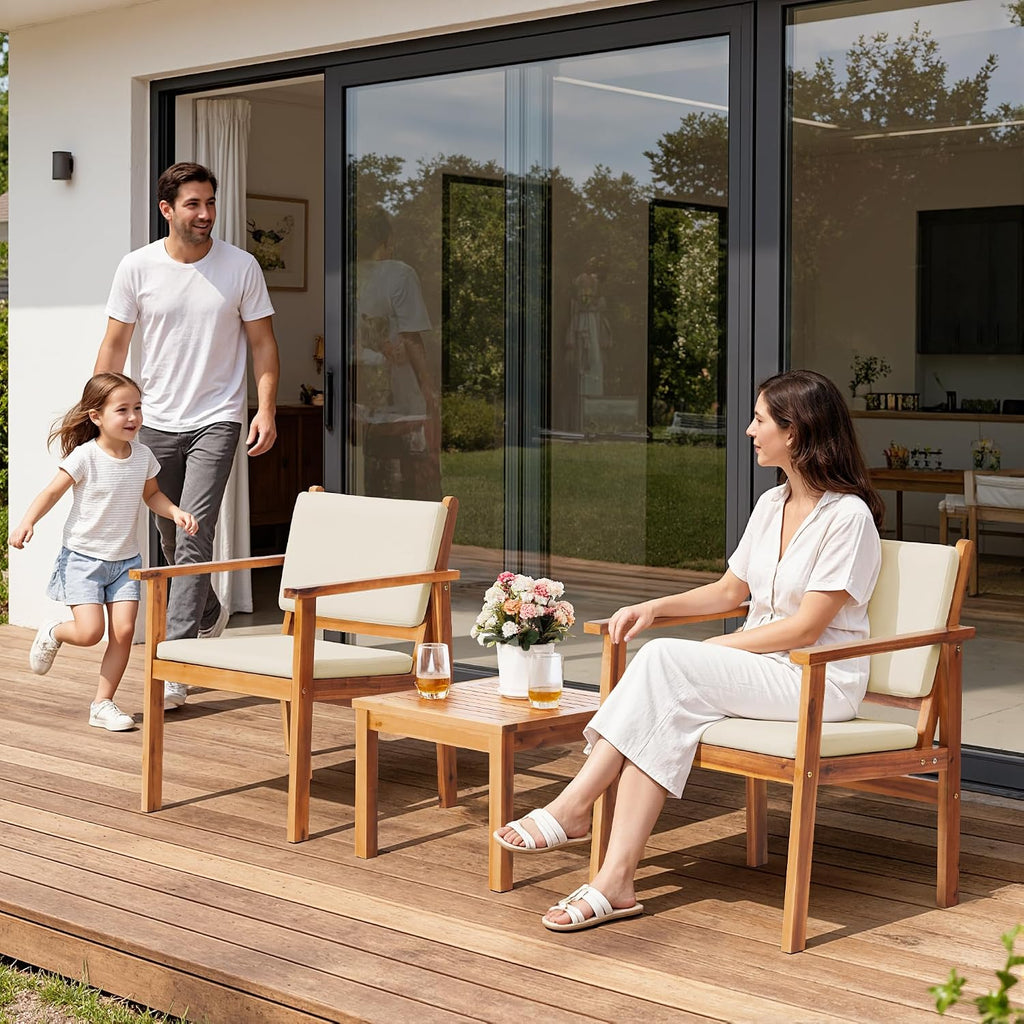 3pc Acacia Wood Patio Conversation Set