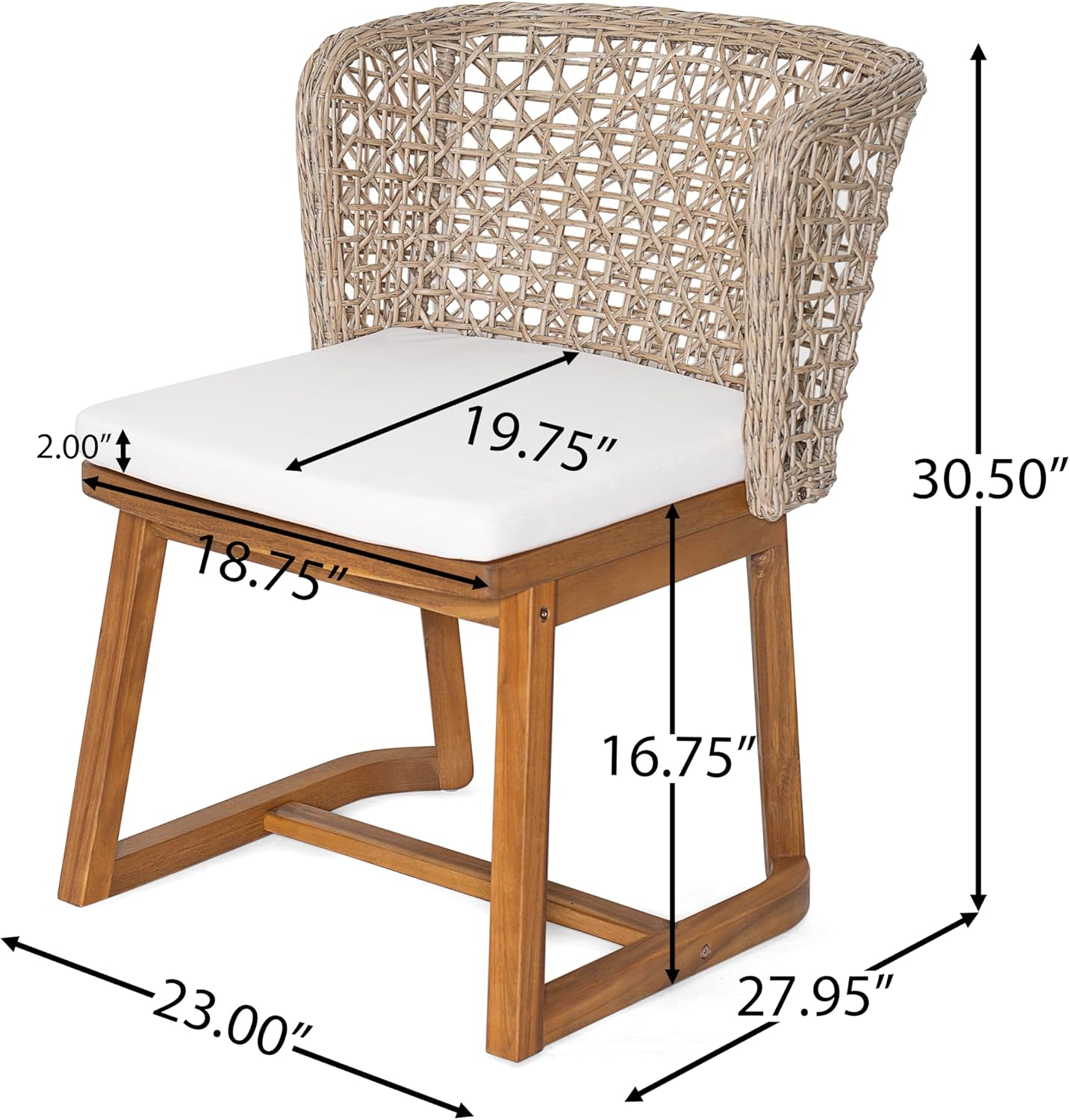 3pc Acacia Wicker Patio Bistro Set