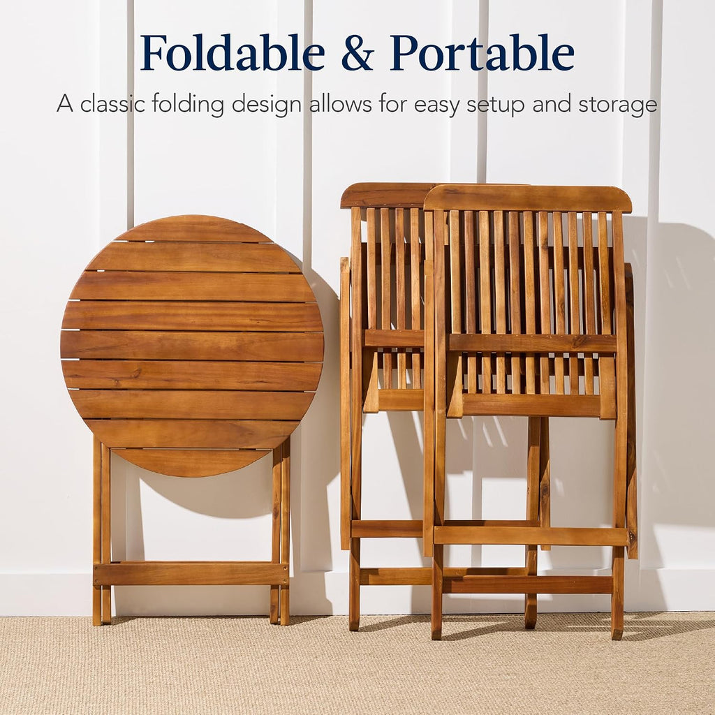 3pc Folding Acacia Wood Bistro Set