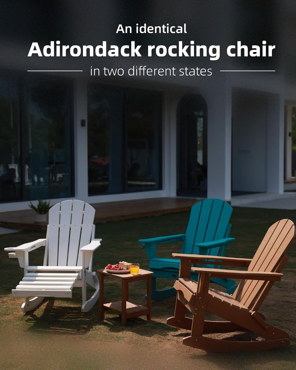 Wood Texture Adirondack Rocking Chairs 2 Pack
