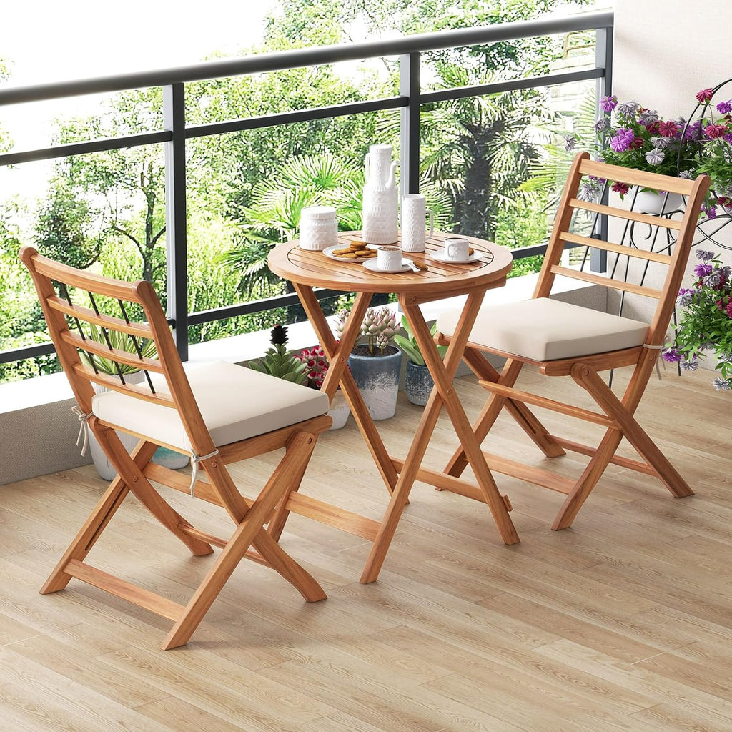 3Pcs Acacia Wood Patio Bistro Set