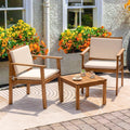 Greesum 3Pcs Acacia Wood Bistro Sofa Set