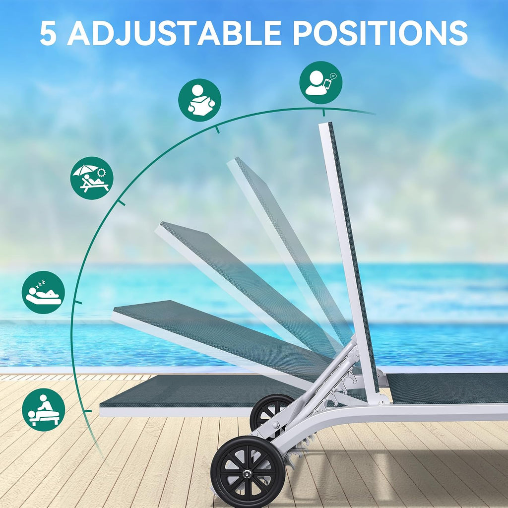 2 Wheeled Aluminum Chaise Lounges