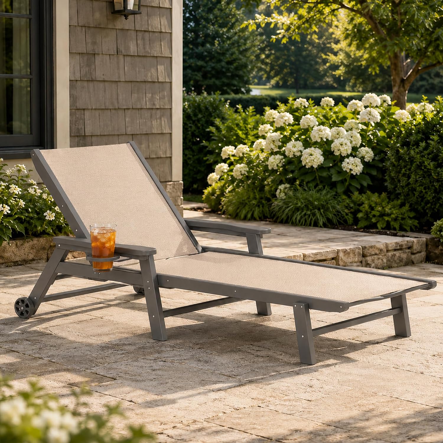 2 Wheeled HDPE Pool Chaise Lounges