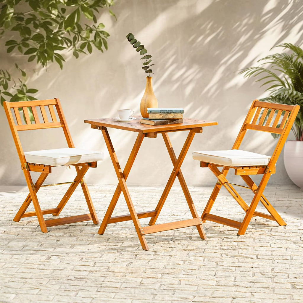3pc Folding Acacia Wood Bistro Set