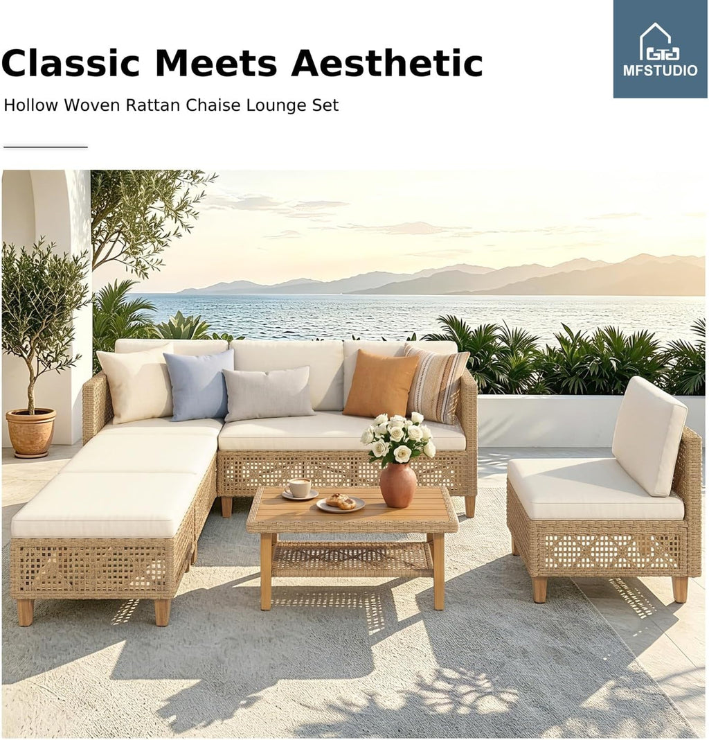 5-Piece Wicker Patio Sectional Sofa Set