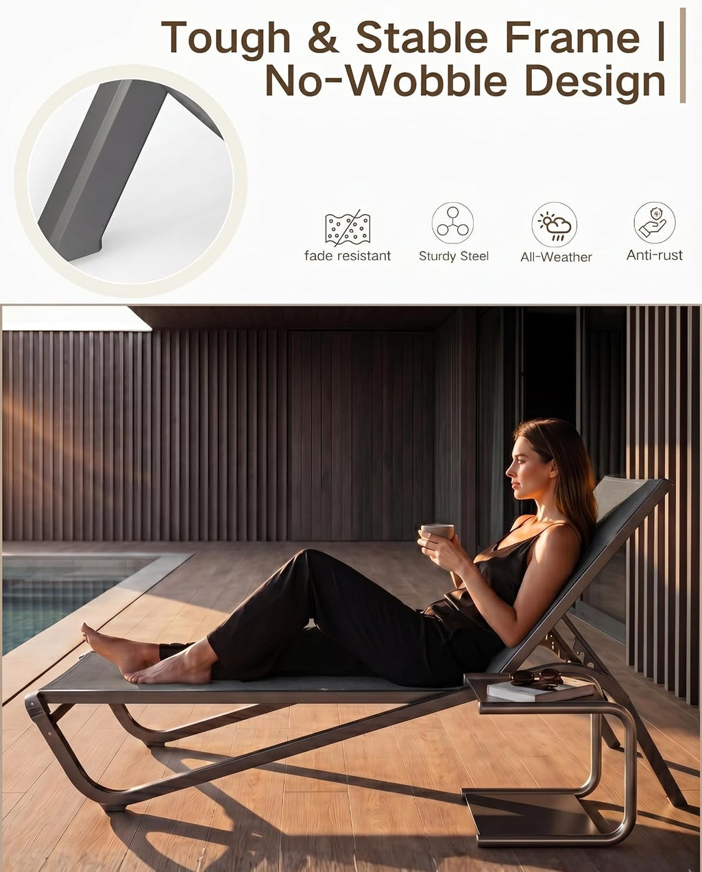 2 Stackable Aluminum Chaise Lounges Set
