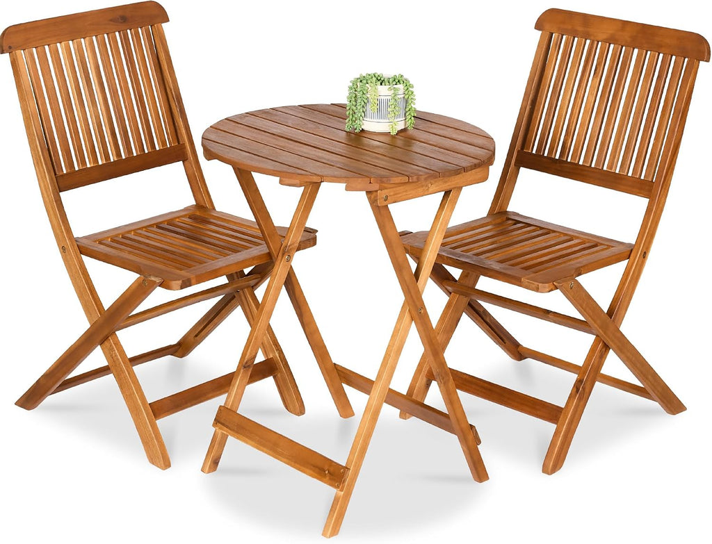3pc Folding Acacia Wood Bistro Set