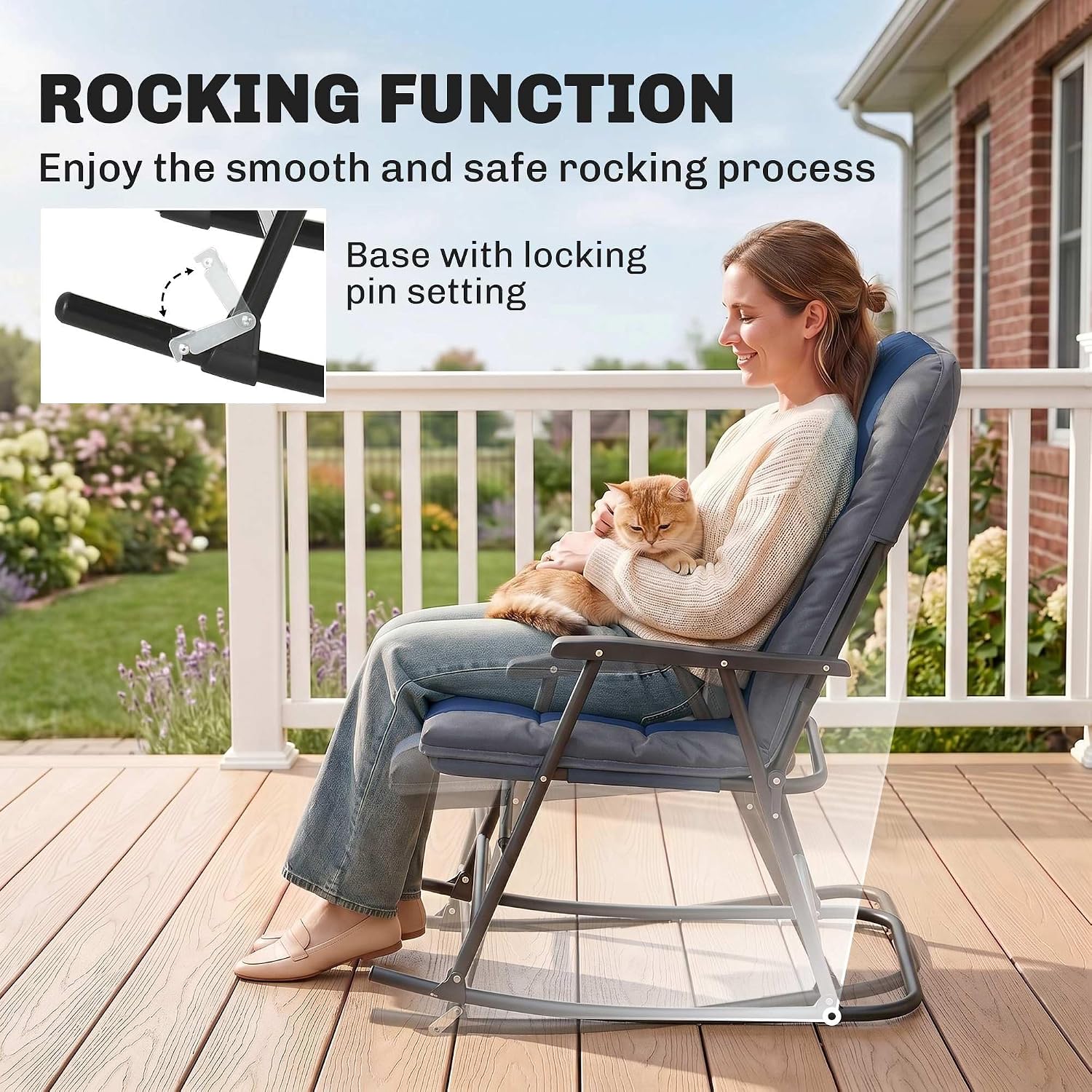 Outsunny 3 Piece Patio Rocking Chair Set