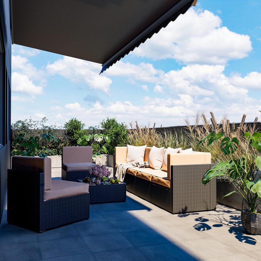 Pamapic 7 Pieces Wicker Patio Sectional Sofa Set