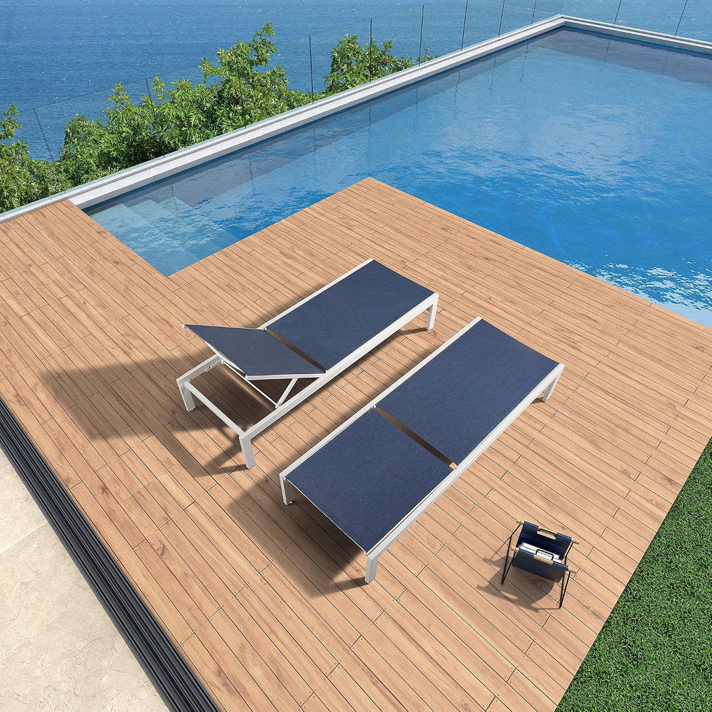 2 Aluminum Wheeled Patio Chaise Lounges