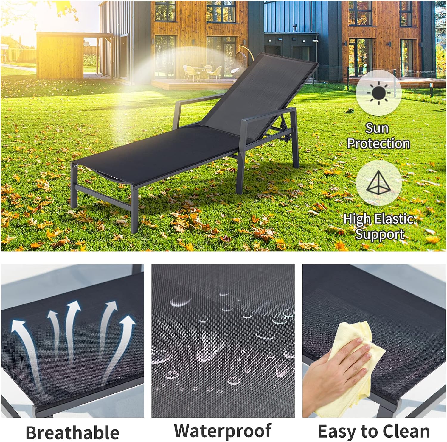 2 Aluminum Adjustable Chaise Lounges