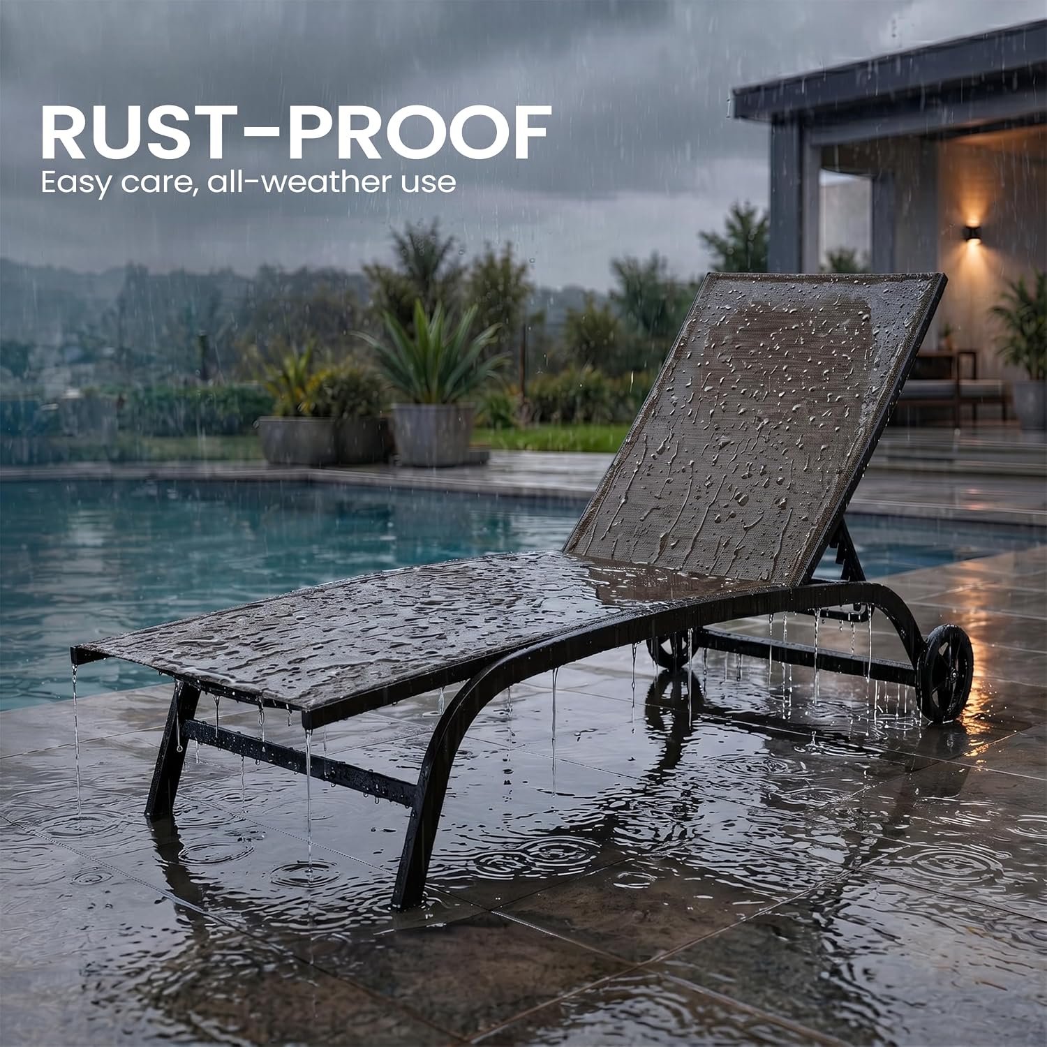 2 Wheeled Adjustable Aluminum Chaise Lounges