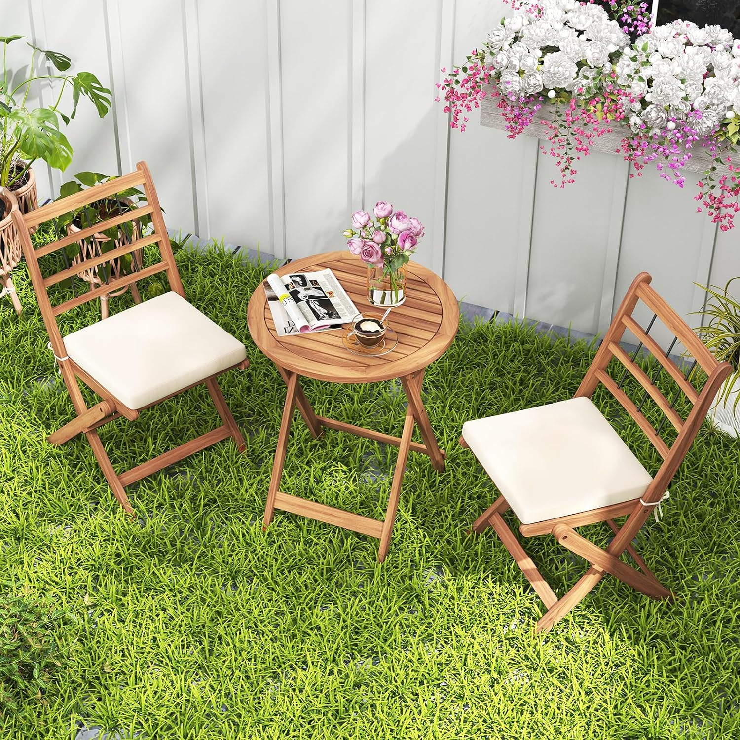 3Pcs Acacia Wood Patio Bistro Set