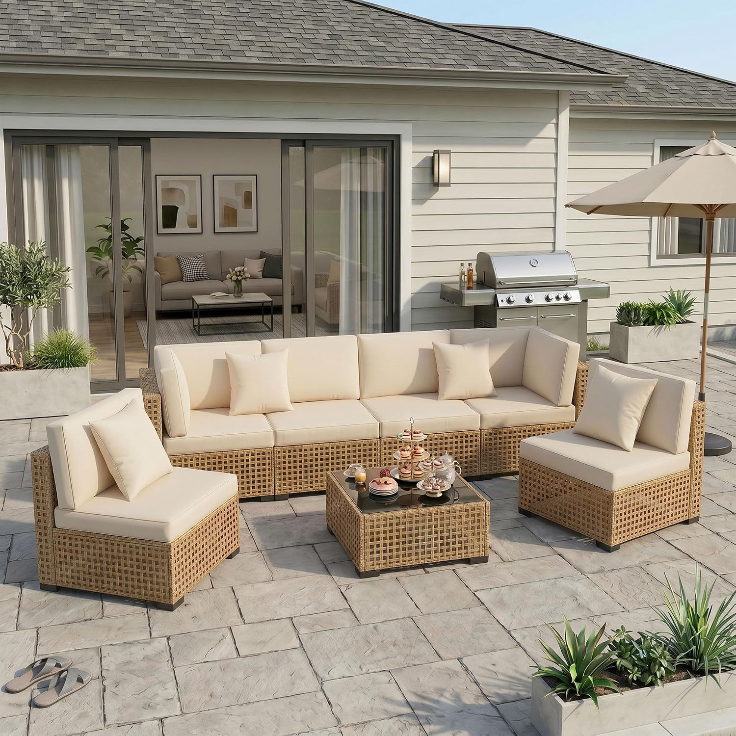7-Piece PE Rattan Patio Furniture Set
