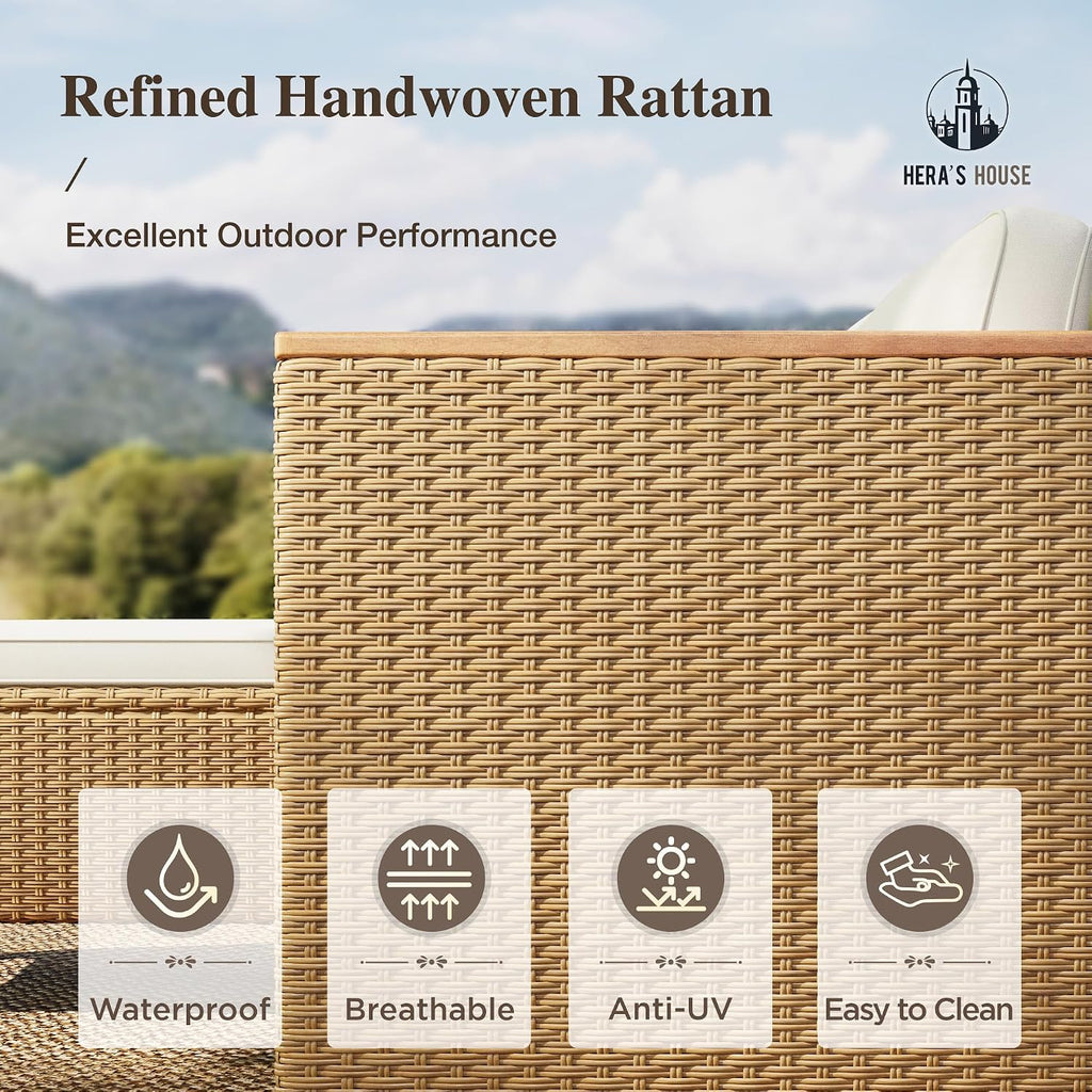 3 Pieces L Shape Wicker Patio Set