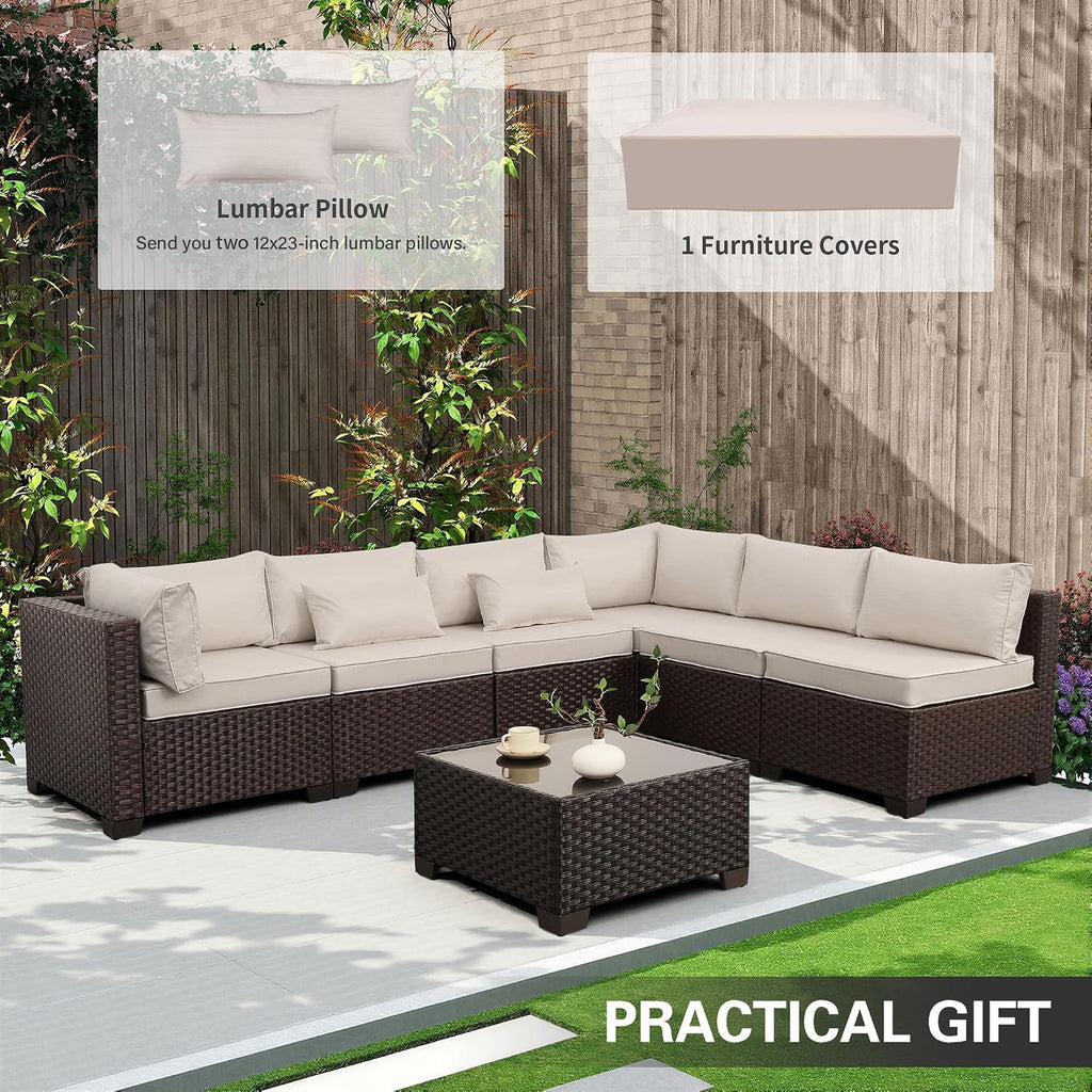 7-Piece Wicker Patio Sectional Sofa Set