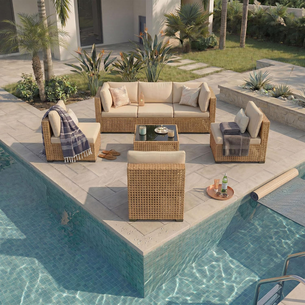 7-Piece PE Rattan Patio Furniture Set