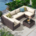 7 Piece Modular Rattan Patio Sectional Sofa Set