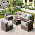 Qsun 7 Pieces PE Rattan Patio Sectional Sofa Set