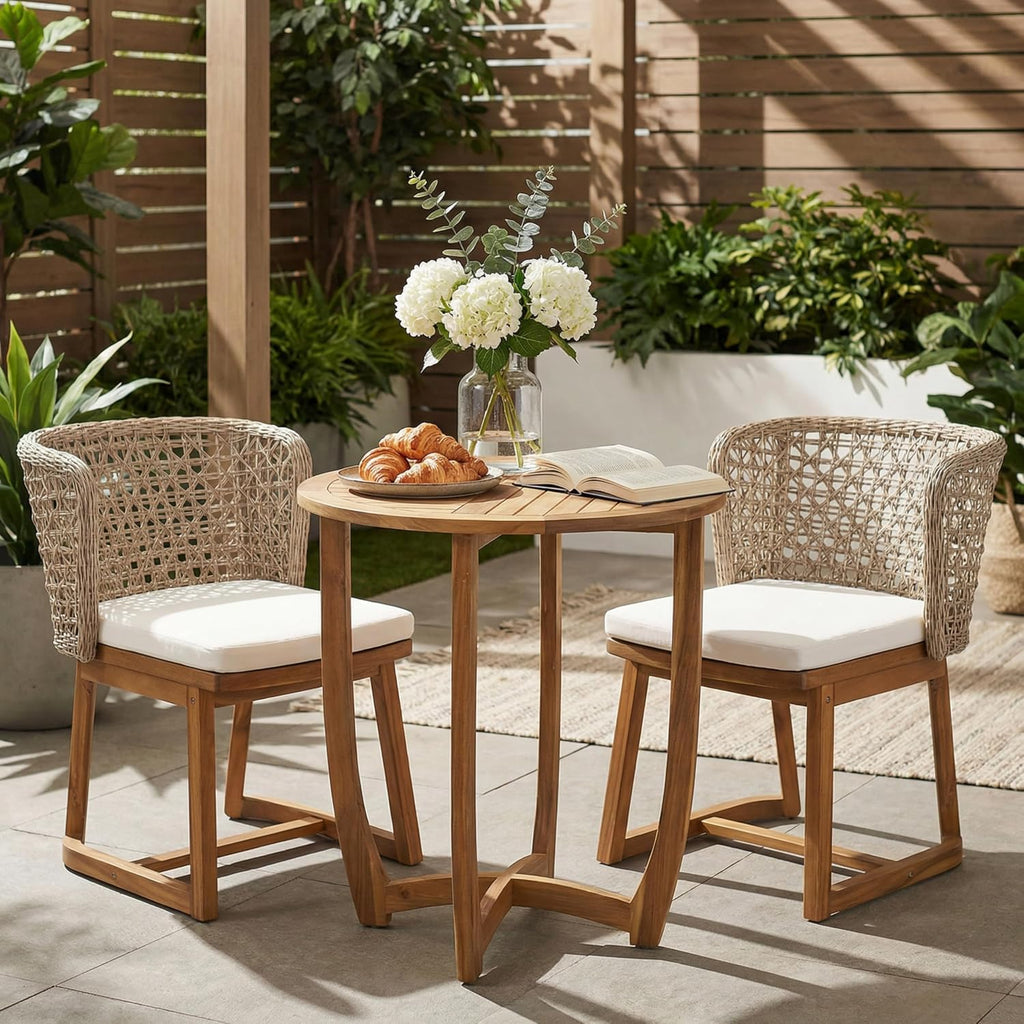 3pc Acacia Wicker Patio Bistro Set