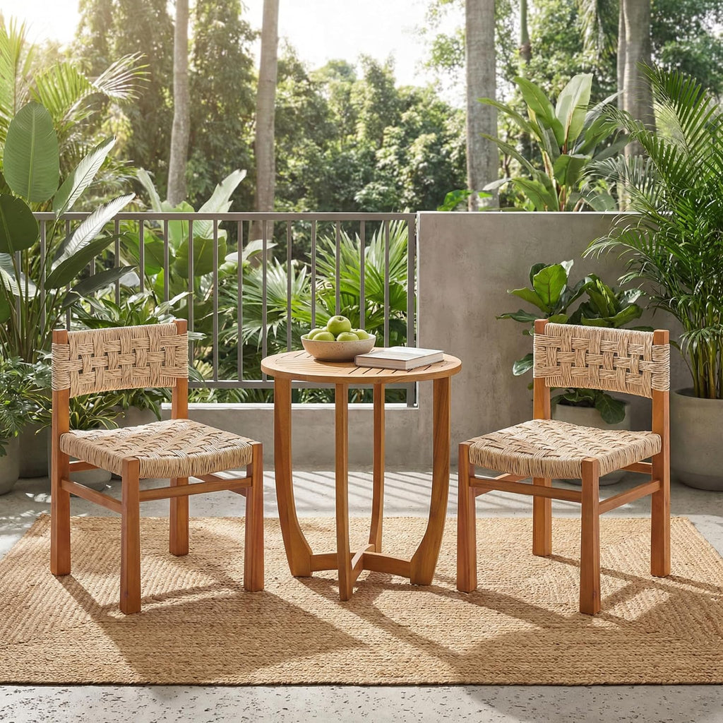 3pc Acacia Wicker Patio Bistro Set