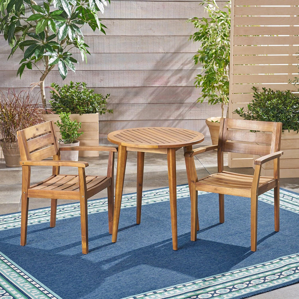 3pc Acacia Wood Outdoor Bistro Set