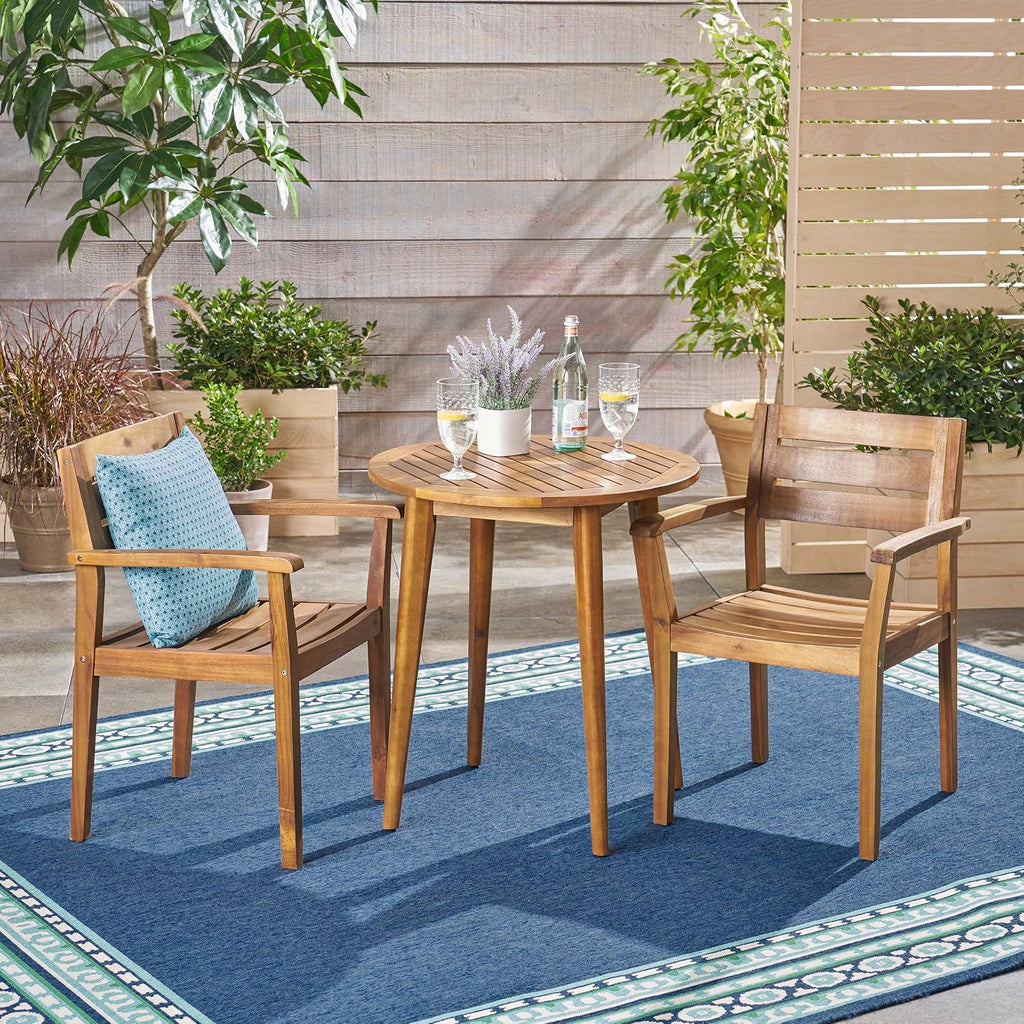 3pc Acacia Wood Outdoor Bistro Set