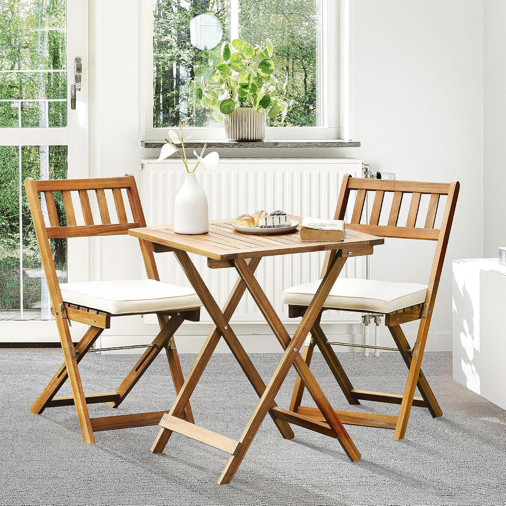 3pc Folding Acacia Wood Bistro Set